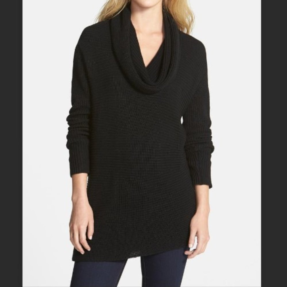 Vince Camuto Black Cowl Neck Asymmetrical Sweater_Size XL
